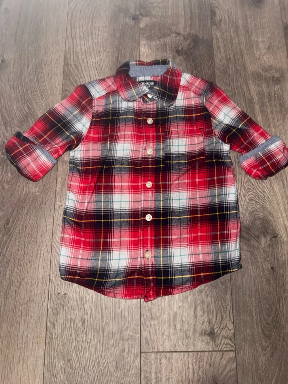 OshKosh B'gosh Red Black White Plaid Button-Down Shirt